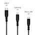 Luxor KwikboostÂ® Braided Cable Bundle - 3 Lightning 2 Micro USB 3 Usb-C