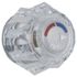 Handle, Shower Knob, Single Clear,red And Blue Indicators, Silver Button Insert