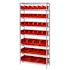 Quantum Storage Systems Wire Shelving Red Bin 36 X 12 X 74 Grey Epoxy Finish