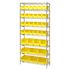 Quantum Storage Systems Wire Shelving Yellow Bin 36 X 12 X 74 Grey Epoxy Finish