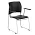 National Public Seating Cafetorium Plush Vinyl Stack Chair W/Arms, Black