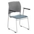 National Public Seating Cafetorium Plush Vinyl Stack Chair W/Arms, Blue/Grey