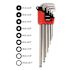 Wiha 9 Piece Magicring Ball End Long Arm Hex L-Key Set - Metric