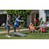Ledge Lounger Corn Hole-White Boards-Royal Blue Bags-Gray Bags