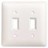 TAYMAC MASQUE Plastic Textured White 2-Gang Duplex Screwed Decorator Wall Plate for 2 Toggle Switches, 1-Pack