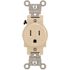 Leviton 15-Amp Commercial Grade Tamper Resistant Grounding Single Outlet In Ivory