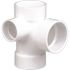 NIBCO 3 in. x 3 in. x 2 in. x 2 in. PVC All-Hub Sanitary Tee with 90-Degree Left Inlet Hub Fitting