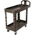 Rubbermaid Commercial Products 25.9 in. W Heavy Duty Black 2-Shelf Utility Cart with Lipped Shelf in Medium