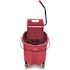 Rubbermaid WaveBrake 35 Qt. Red Side-Press Combo Mop Bucket and Wringer System