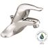 MOEN Chateau 4 in. Centerset Single Handle Low-Arc Bathroom Faucet with Metal Drain Assembly, Red/Blue Under Spout in Chrome