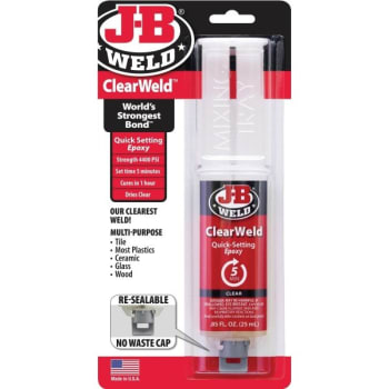 Image for JB Weld® ClearWeld 25 mL Quick-Set Epoxy Syringe, Ultra-Clear Formula from HD Supply