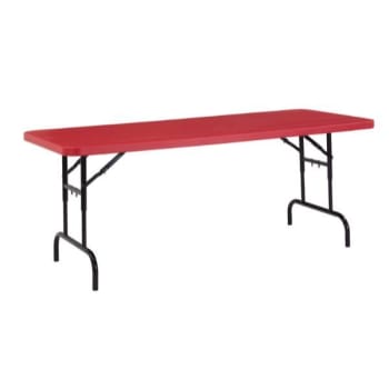 National Public Seating® 30 X 72 Height Adjustable Heavy Duty Folding Table, Red, Pack Of 15
