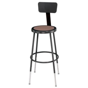 National Public Seating® 25 -33 In. Height Adjustable Heavy Duty Steel Stool With Backrest, Black, Pack Of 24