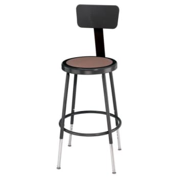 National Public Seating® 19 -27 Inch Height Adjustable Heavy Duty Steel Stool With Backrest, Black