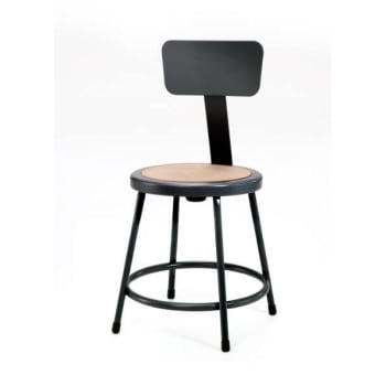 National Public Seating® 18" Heavy Duty Steel Stool With Backrest, Black