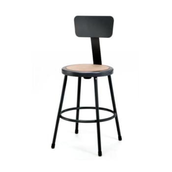 Image for National Public Seating® 24 Inch Heavy Duty Steel Stool With Backrest, Black from HD Supply