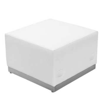 Flash Furniture Hercules Melrose White Leather Ottoman With Brushed Stainless Steel Base