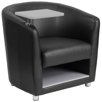 Flash Furniture Black Leather Guest Chair With Tablet Arm, Chrome Legs And Under Seat Storage