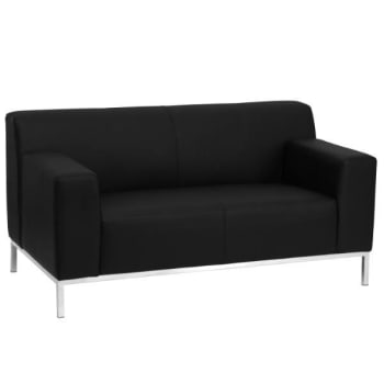 Flash Furniture Hercules Definity Contemporary Black Leather Loveseat, Stainless Steel Frame
