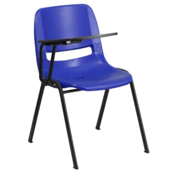 Image for Flash Furniture Blue Ergonomic Shell Chair With Right Handed Flip-Up Tablet Arm from HD Supply