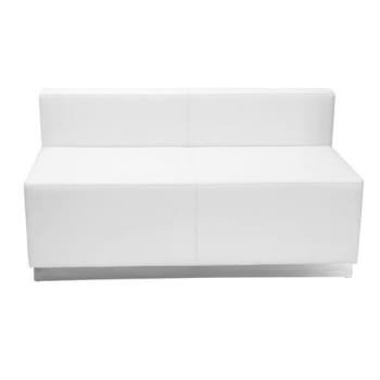Flash Furniture Hercules Melrose White Leather Loveseat With Brushed Stainless Steel Base