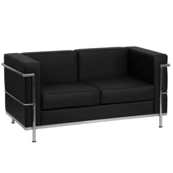 Flash Furniture Hercules Regal Series Contemporary Black Leather Loveseat With Encasing Frame