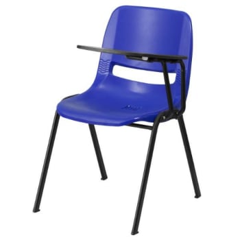 Flash Furniture Blue Ergonomic Shell Chair With Left Handed Flip-Up Tablet Arm