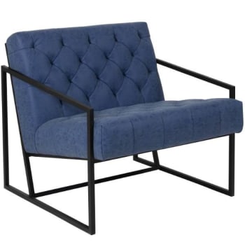 Flash Furniture Hercules Madison Series Retro Blue Leather Tufted Lounge Chair