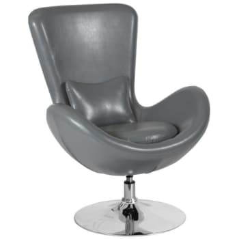 Egg Series Gray Leather Side Reception Chair
