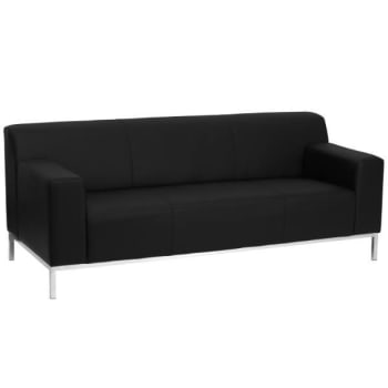 Flash Furniture Hercules Definity Series Contemporary Black Leather Sofa, Stainless Steel Frame