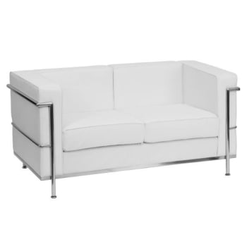 Image for Flash Furniture Hercules Regal Contemporary Melrose White Leather Loveseat With Encasing Frame from HD Supply