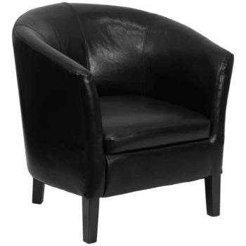 Flash Furniture Black Leather Barrel Shaped Guest Chair