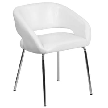 Image for Fusion Series Contemporary White Leather Side Reception Chair from HD Supply