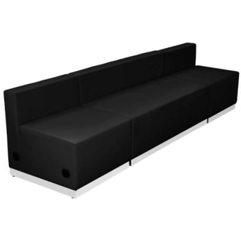 Image for Flash Furniture Hercules Alon Series Black Leather Reception Configuration Rectangular, 3 Pieces from HD Supply