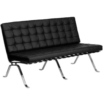 Flash Furniture Hercules Flash Series Black Leather Loveseat With Curved Legs