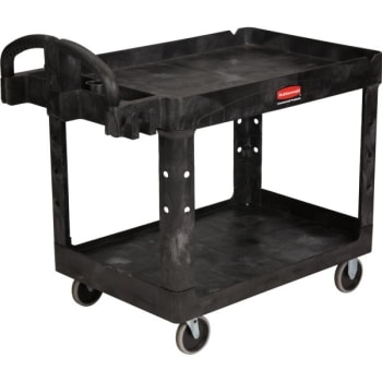 Rubbermaid Heavy Duty 2-Shelf Utility Cart W/Lipped Shelf, Medium