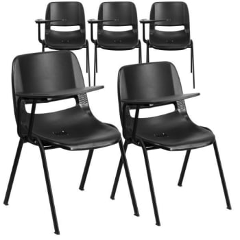 Image for Flash Furniture Black Ergonomic Shell Chair With Right Handed Flip-Up Tablet Arm, Pack Of 5 from HD Supply