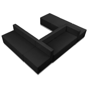 Image for Flash Furniture Hercules Alon Series Black Leather Reception Configuration U-Shaped, 6 Pieces from HD Supply