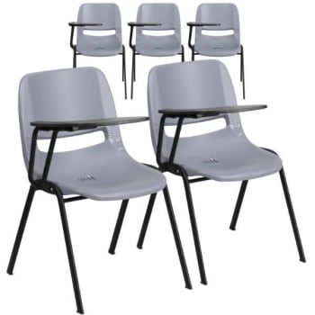 Image for Flash Furniture Gray Ergonomic Shell Chair With Right Handed Flip-Up Tablet Arm, Pack Of 5 from HD Supply