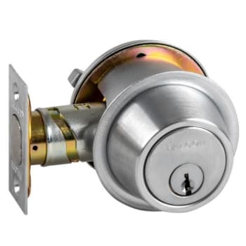 Image for Falcon D100 Series Grade 1 Single Cylinder Deadbolt, G Keyway, Satin Chrome from HD Supply