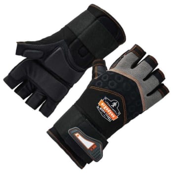 Image for Ergodyne® Proflex® 910 Half-Finger Impact Gloves + Wrist Support, Black, Large from HD Supply