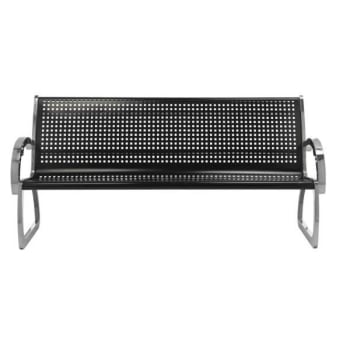 Commercial Zone Products® Skyline Black/stainless Steel 6 Foot Bench W/ Backrest