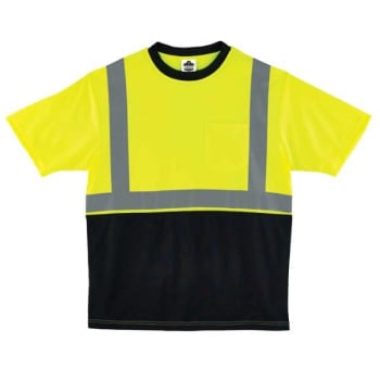 Ergodyne® GloWear® 8289BK Type R Class 2 Black Front T-Shirt, Lime, L