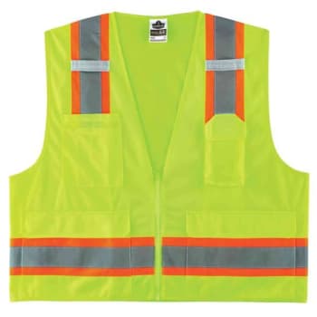 Ergodyne® GloWear® 8248Z Type R Class 2 Two-Tone Surveyors Vest, Lime, L/XL