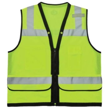 Ergodyne® GloWear® Type R Class 2 Heavy-Duty Mesh Surveyors Vest, Lime, Small/Medium