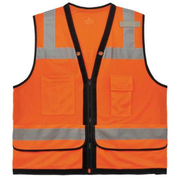 Ergodyne® GloWear® 8253HDZ Type R Class 2 Heavy-Duty Mesh Surveyors Vest, Orange, L/XL