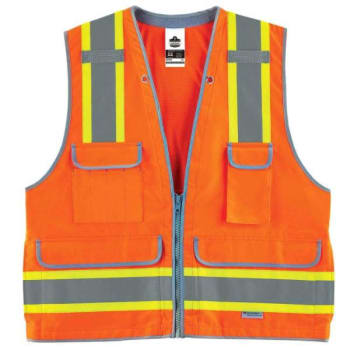 Ergodyne® GloWear® 8254HDZ Type R Class 2 Heavy-Duty Surveyors Vest, Orange, 2XL/3XL
