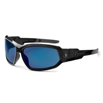 Ergodyne® Skullerz® Loki Safety Glasses/Sunglasses, Black, Blue Mirror Lens