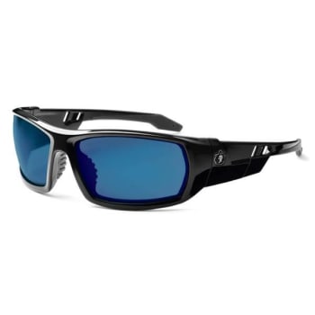 Ergodyne® Skullerz® Odin Safety Glasses/Sunglasses, Black, Blue Mirror Lens