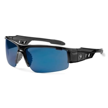 Ergodyne® Skullerz® Dagr Safety Glasses/Sunglasses, Black, Blue Mirror Lens